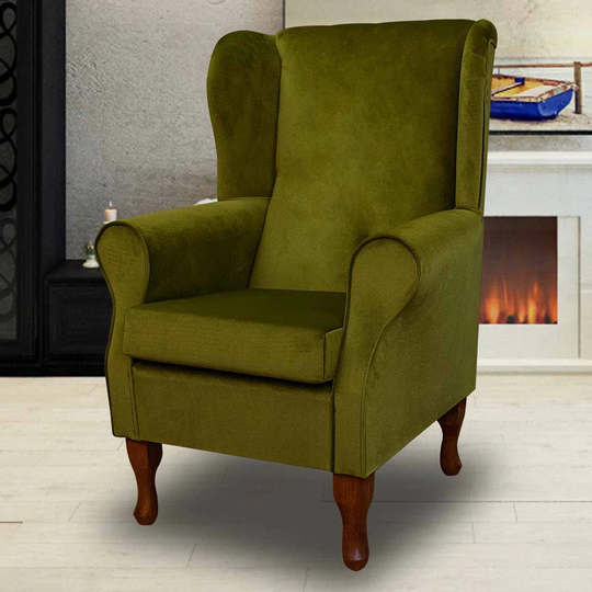 Green Velvet Wingback Armchair
