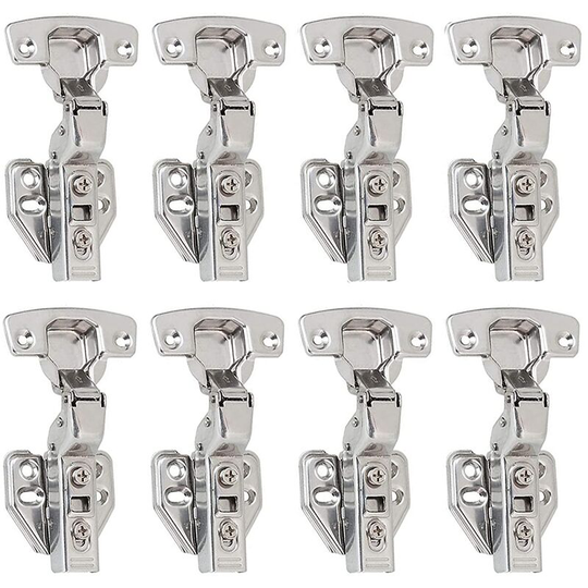 100 Degree Full Cover Hinges with Built-in Damper Self Closing Mechanism Hinge for Kitchen Door Cabinets Set of 8(Middle Bend)