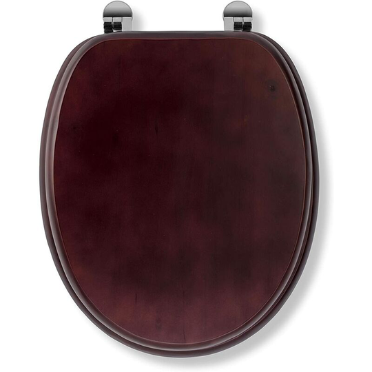 Croydex Solid Wood Toilet Seat, Mahogany - Chrome Fitting