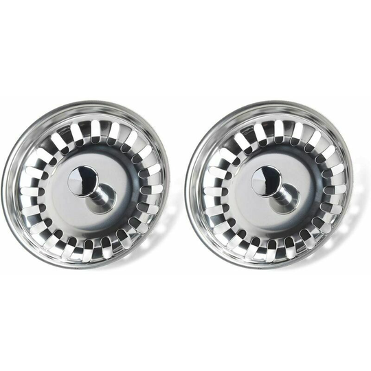 2 pieces Kitchen Sink Filter Stainless Steel Filter Double Layer Sink Drainer Plug for your Kitchen Room Bath - 80mm Diameter (Diameter: 80mm)