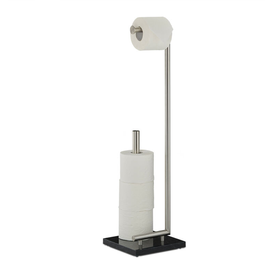 Relaxdays PIERRE Toilet Paper Holder, Freestanding Toilet Roll Storage, Marble, HxWxD: 74 x 20 x 20 cm