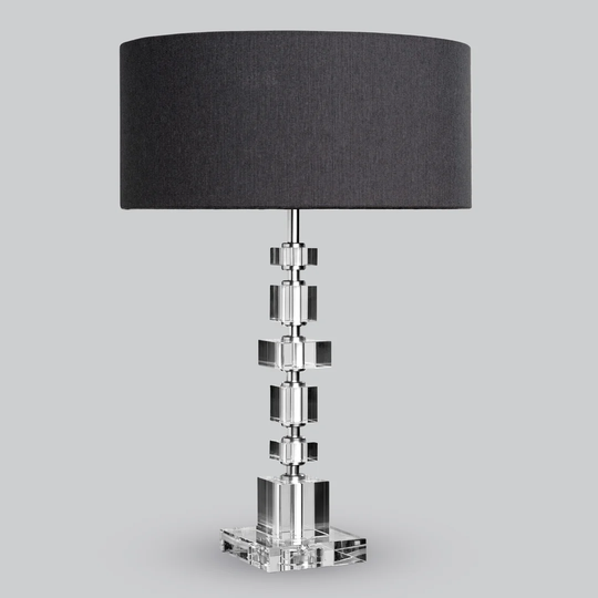 Hughestown 54 cm Clear Crystal Nickel Table Lamp Brick