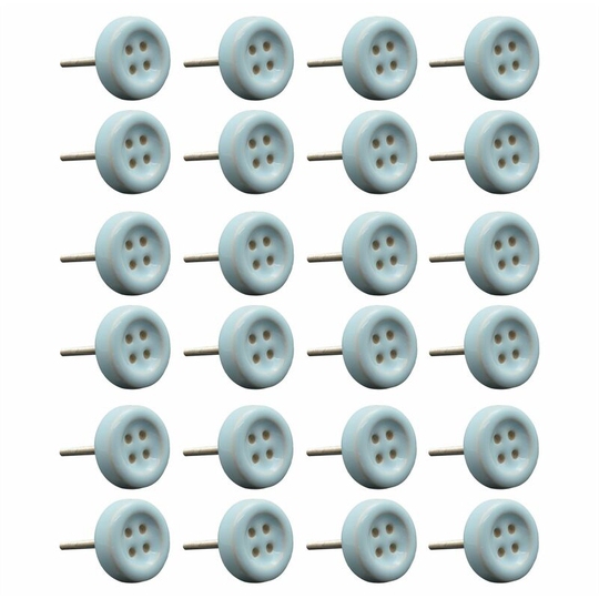 Ceramic Cabinet Knobs - Blue Button - Pack of 24 - Nicola Spring