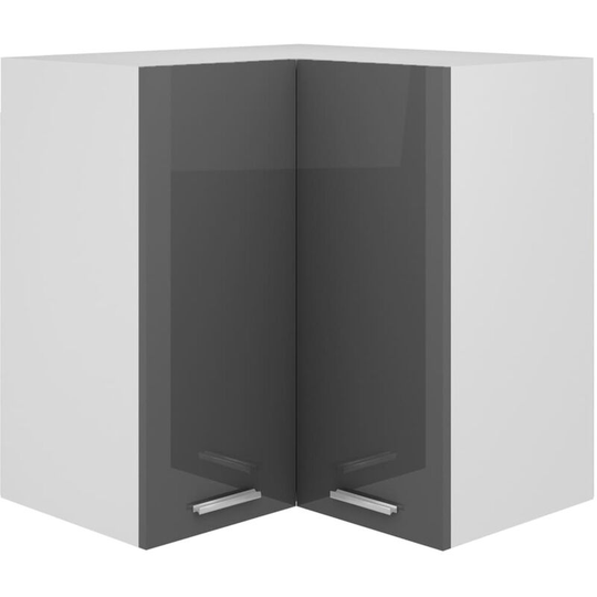 Hanging Corner Cabinet High Gloss Grey 57x57x60 cm Chipboard