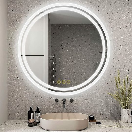 Backlit led Illuminated Round Bathroom Mirror with Light Sensor Demister Dimmable IP44 60cm - Ai-lighting