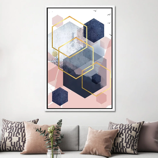 Abstract Navy Blush Gold I by Urban Epiphany - Graphic Art Print on Canvas