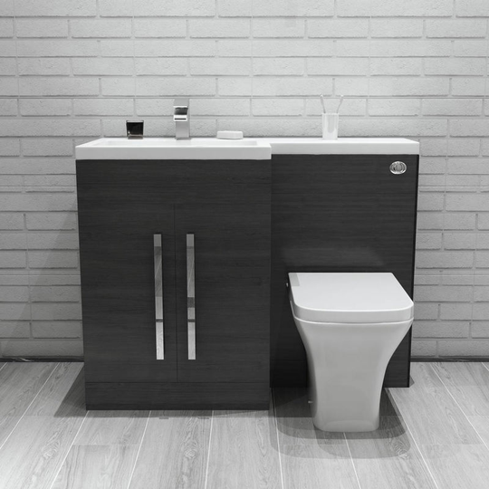 Calm Grey Left Hand Combination Vanity Unit Set with Toilet