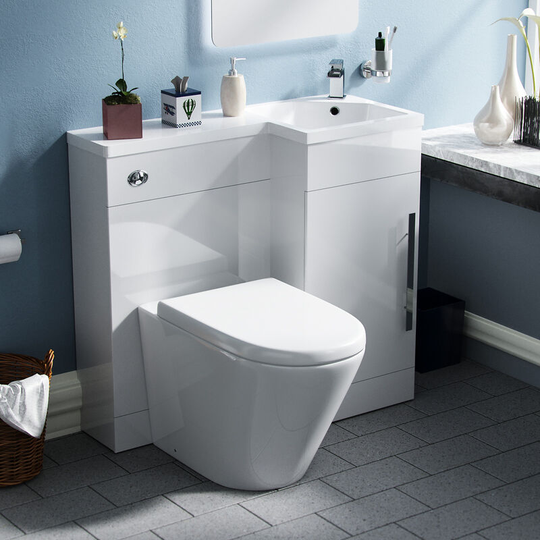 Neshome - rh btw Toilet, wc Unit & Resin Basin White Flat Pack| Revune