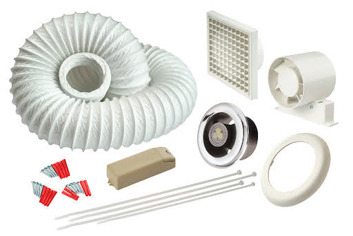 Manrose 100mm In-Line Kit with LED Lamp Shower Timer Controlled Extractor Fan - LEDSLKTC