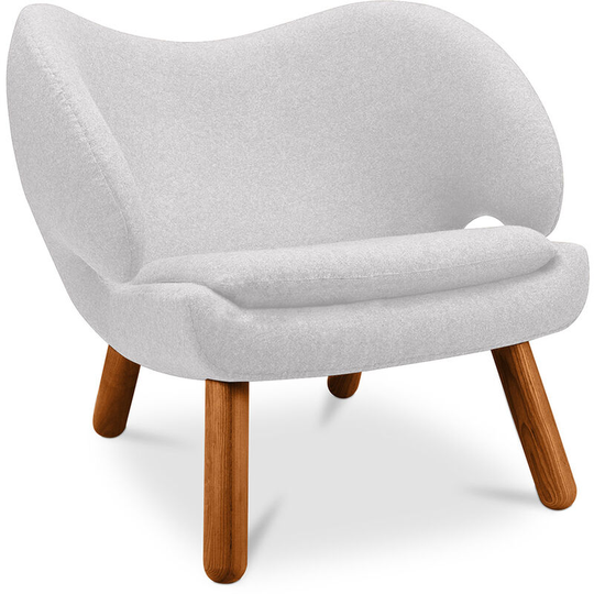 Pelitane Scandinavian Design Armchair - Fabric Ivory Wood, Fiberglass, Cashmere, Fabric, Wood - Ivory