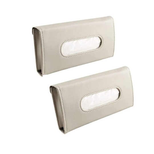 Sunflowergb - 2 Pcs Khaki Car Tissue Holder Car Tissue Box Sun Visor Leather Tissue Box Car Visor Mask Holder Tissue Paper Storage Case for Car Visor
