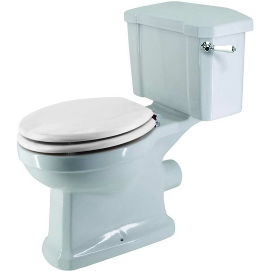 Verona - Holborn Close Coupled Toilet with Lever Cistern - White Wooden Soft Close Seat