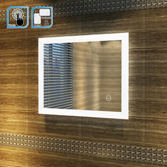 Elegant - Modern led Illuminated Bathroom Mirror 600 x 500 mm Touch Sensor Horizontal Vertical