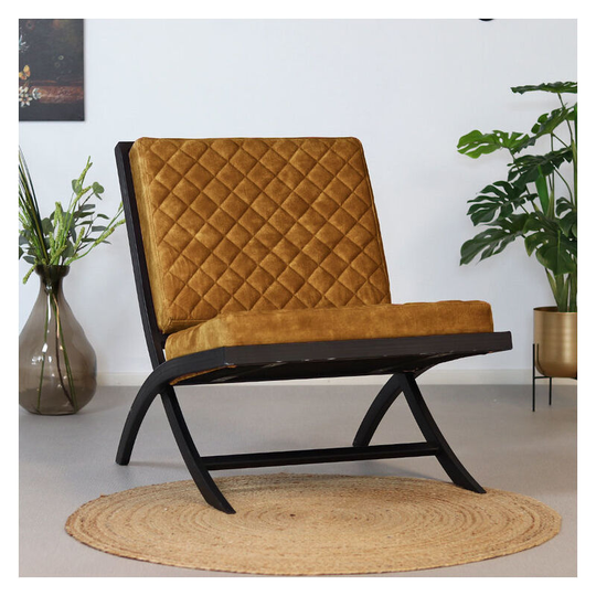Velvet Armchair Madrid Ockre-Yellow - Yellow