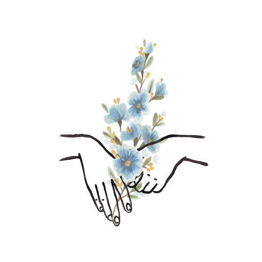 Hands and Flowers IV by June Erica Vess - Wrapped Canvas Painting