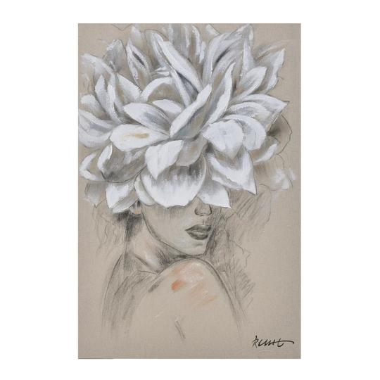Female Figure/Flowers - Unframed Painting on Canvas