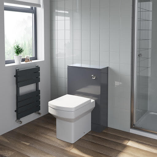 Artis Grey Gloss Concealed Cistern Unit & Royan Toilet - 500mm Width (215mm Depth)