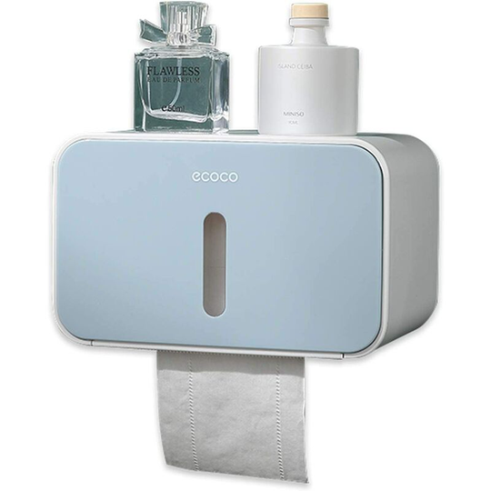 Wall-mounted toilet paper holder, with storage shelf, self-adhesive without perforation: bathroom installations with waterproof and dustproof cover