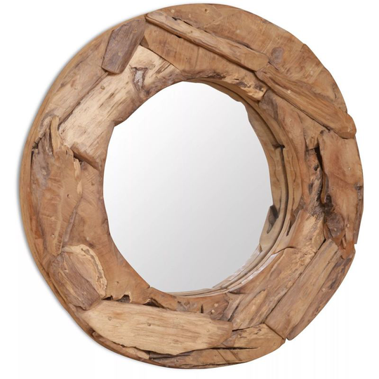 Decorative Mirror Teak 60 cm Round VD10653 - Hommoo