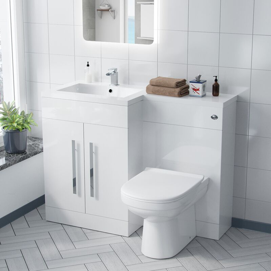 Neshome - Aric lh 1100mm Vanity Basin Unit, wc Unit & Elso Back To Wall Toilet White
