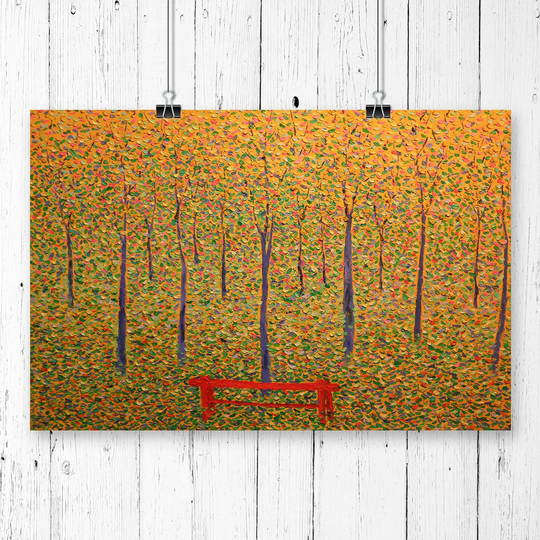 Red Park Bench' by Georges Seurat Printing Print