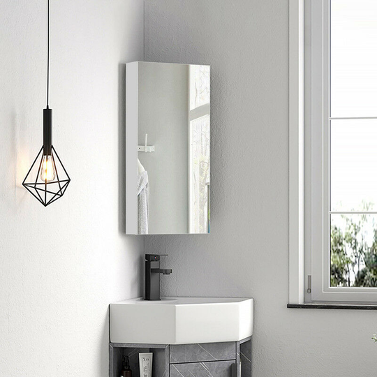 Clipop - Bathroom Mirror Cabinet, 29.5 x 23.5x 60cm Wall Mounted Bathroom Storage Cupboard