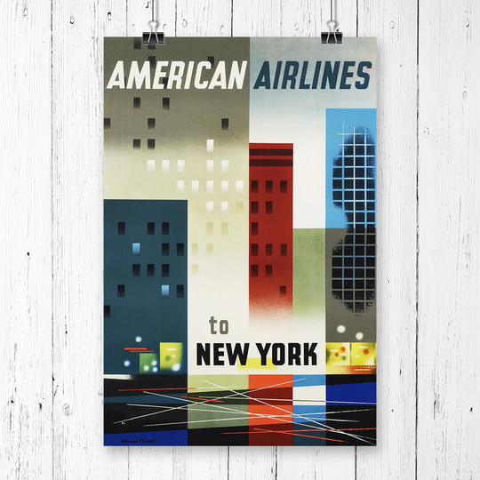 'Vintage American Airlines to New York Travel' Graphic Art