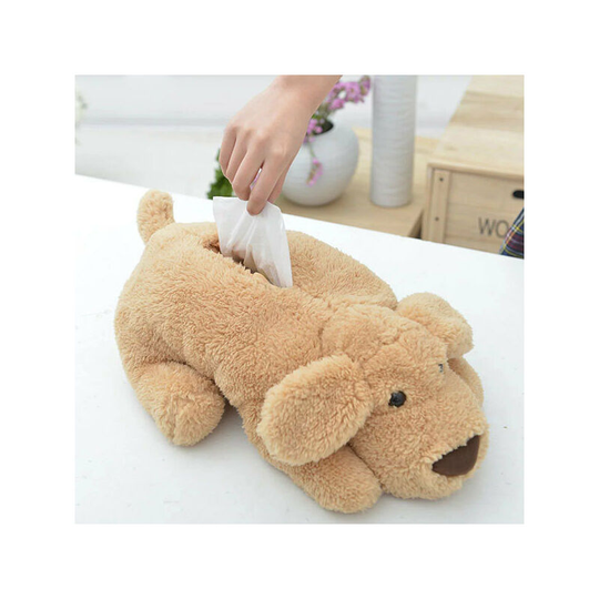 Anime Style Dog Plush Tissue Holder Tissue Box Cartoon Paper Cover Towel Holder Paper Storage Box Tissue Tray Paper Container for Car Home Use