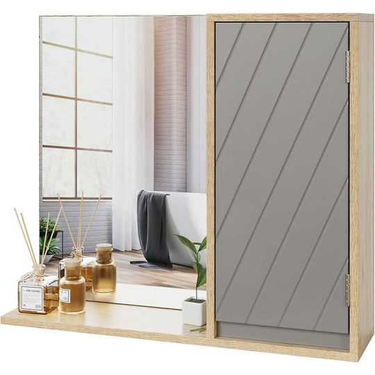 Bathroom Mirror Cabinet Bathroom Storage Cabinet with Mirror Cupboard Wall Mounted for Shower Room - Gizcam