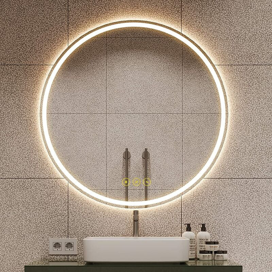 Bathroom Mirror with led Lights Illuminated Backlit Circle Mirror for Wall Demister Color Adjustable Dimmable, 40cm - Ai-lighting