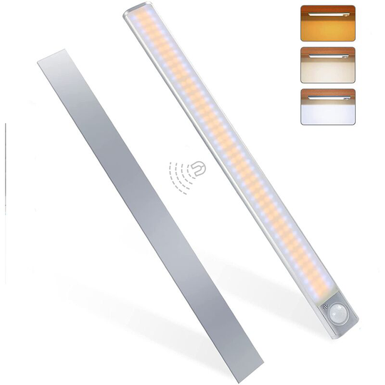 Gift - 160LED Closet Light, Motion Sensor Light, Adjustable Brightness with 3 Colors, usb Rechargeable, Wireless, Suitable for Cabinets, Kitchens,
