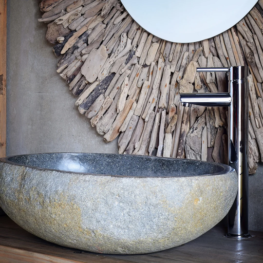 Tauro Stone Oval Bathroom Sink with Overflow