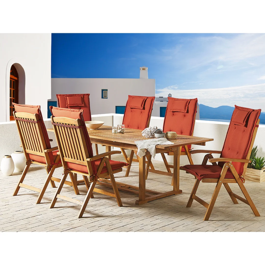 Borchers Folding Acacia Patio Dining Armchair with Cushion