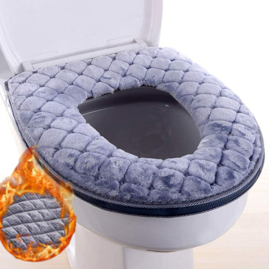 Toilet Seat Cover, Washable Soft Warm Bathroom Cushion, Gray