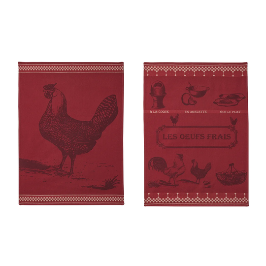 2 Piece Hen with Fresh Eggs Tea Towel Set