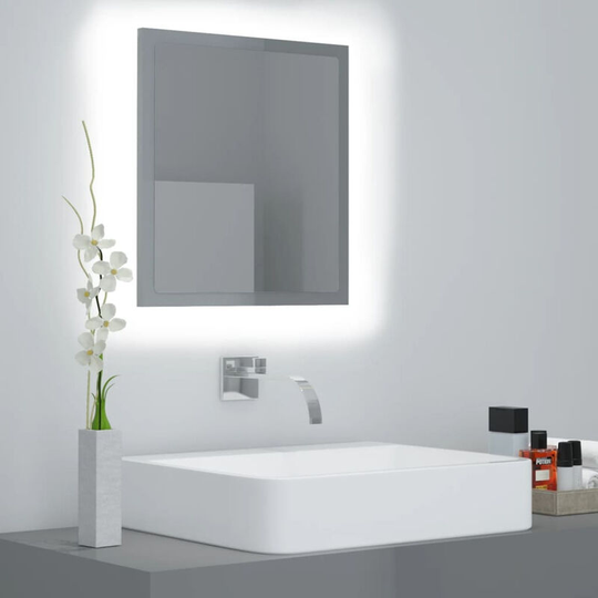 Led Bathroom Mirror High Gloss Grey 40x8.5x37 cm Chipboard