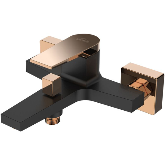 Invena - Black/Rose Gold Brass Bathroom Bath Faucet Mixer Wall Mounted Bathtub Tap