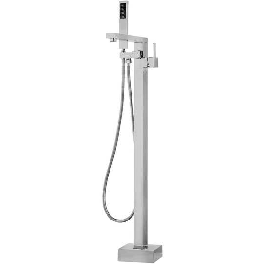 Beliani - Modern Freestanding Bath Mixer Tap Chrome Shower Bathroom Silver Della - Silver