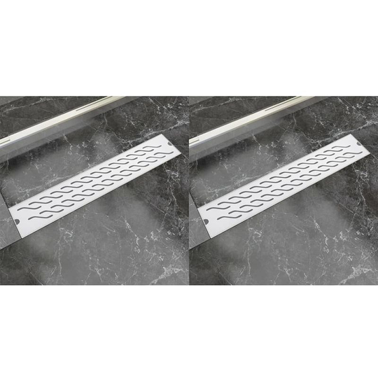 Linear Shower Drain 2 pcs Wave 630x140 mm Stainless Steel VD18849 - Hommoo