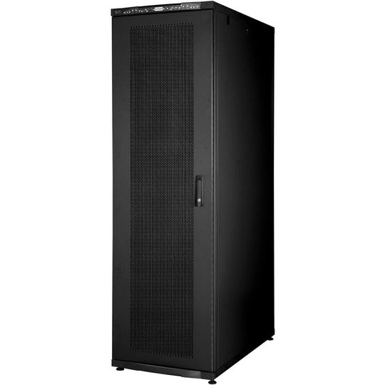 Rackmatic - Rack Cabinet 19 Mobirack standing hq 32U Width 600 Depth 1000 with thermometer and Black Perforated Door