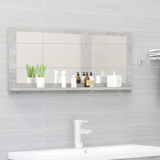 Bathroom Mirror Concrete Grey 90x10.5x37 cm Chipboard FF804584_UK - Topdeal