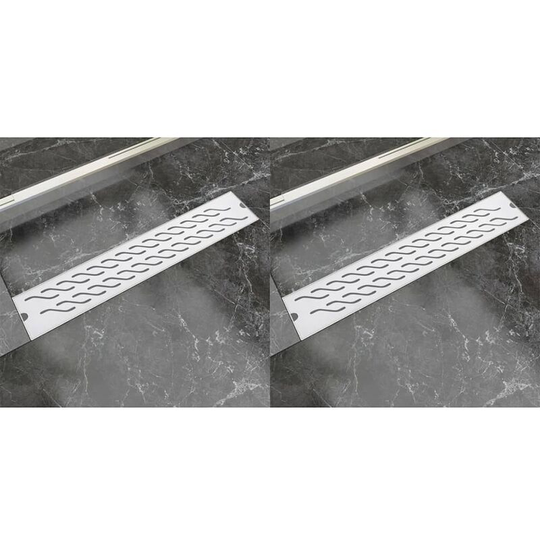 Linear Shower Drain 2 pcs Wave 630x140 mm Stainless Steel VDTD18849 - Topdeal