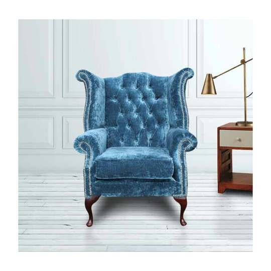 Teal Chesterfield Queen Anne High Back chair Designersofas4u