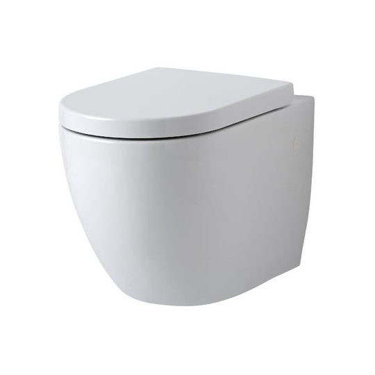 Milano - Irwell - White Ceramic Modern Bathroom Wall Hung Rimless Toilet wc and Soft Close Seat