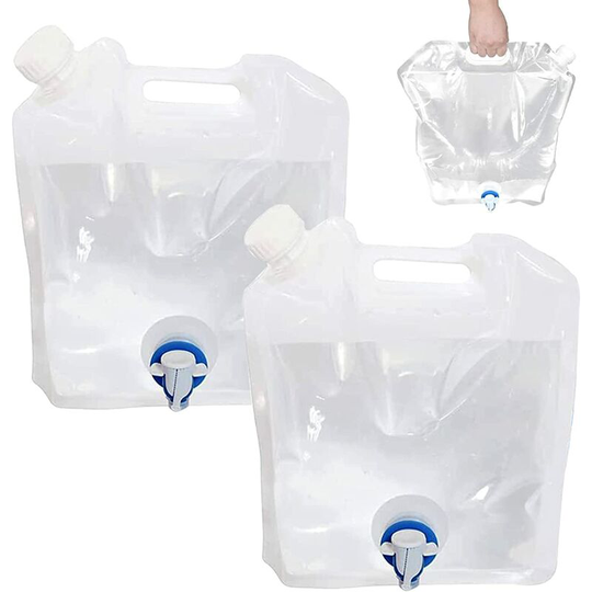 2 Pieces 10L Collapsible Water Canisters with Faucet, Folding Reusable Drinking Water Tank, for Sports, Camping, Hiking, Picnics, BBQs, Outdoor