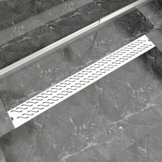 Linear Shower Drain Wave 1030x140 mm Stainless Steel VDTD04367 - Topdeal