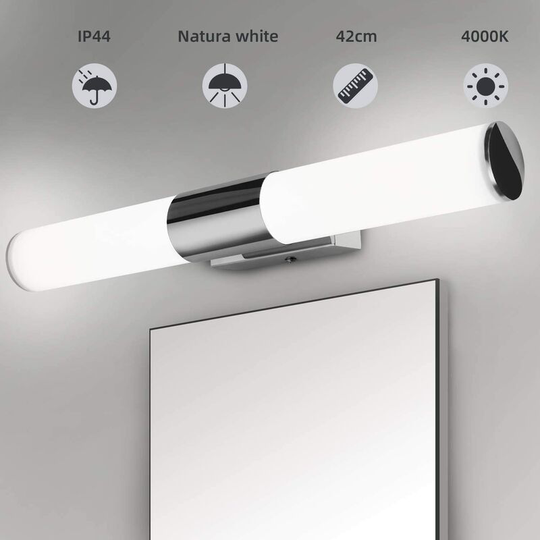 Bathroom Mirror Light 42cm - 12W 1000Lumen LED Wall Light, Natural White 4000K, IP44 Waterproof, Flicker Free, Super Bright, Bedroom Wall Lamp for