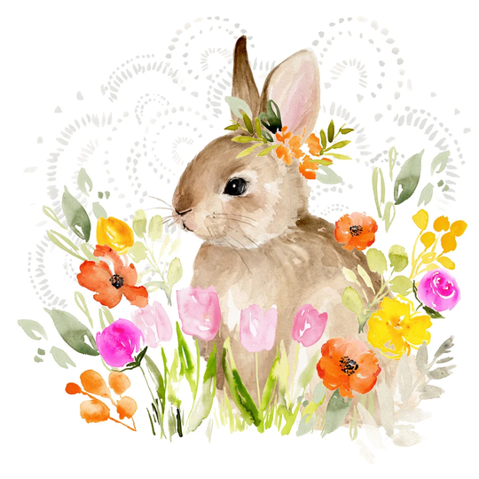 April Flowers and Bunny II by Jennifer Paxton Parker - Wrapped Canvas Painting