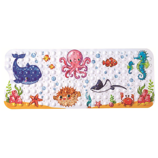 Perleraregb - Cartoon Baby Bath Mat, Extra Long Bath Mat - 40x100cm, Non-Slip Shower Mat with Suction Cup, Drain Holes, Perfect Bath Mat for Kids and
