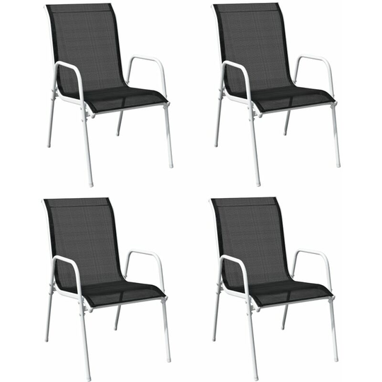 Stackable Garden Chairs 4 pcs Steel and Textilene Black vidaXL - Black